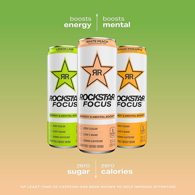 Rockstar Focus, Mixed Berry, 12 Fl Oz Cans (Pack of 12)