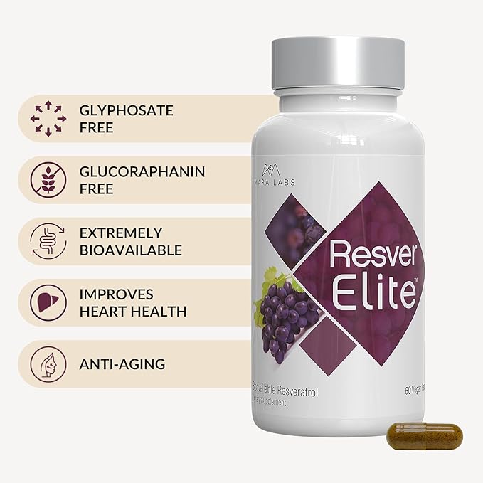 Mara Labs ResverElite | Bioavailable Resveratrol | Vegan, No Fillers, and Non-GMO | 60 Vegan Capsules