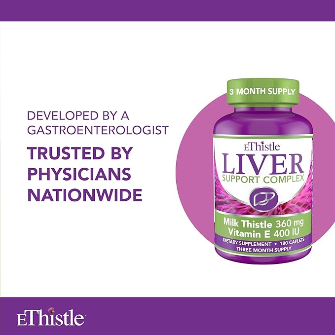 Liver Wellness Dietary Supplement, Milk Thistle & Vitamin E Liver Health Formula, Caplets 180 Count