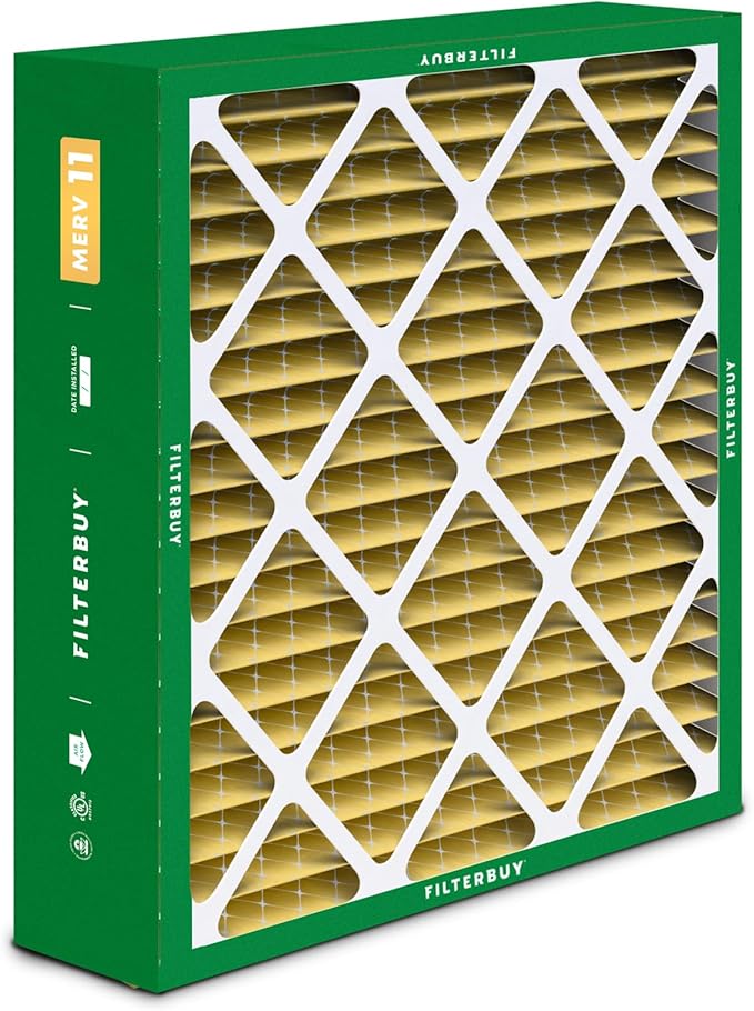 Filterbuy 20x25x6 Air Filter MERV 11 (MPR 1200) Allergen Defense (3-Pack), Pleated HVAC AC Furnace Filters for Aprilaire Space-Gard 201/2200 / 2250 & Lennox (Actual Size: 19.75 x 24.25 x 6.00)