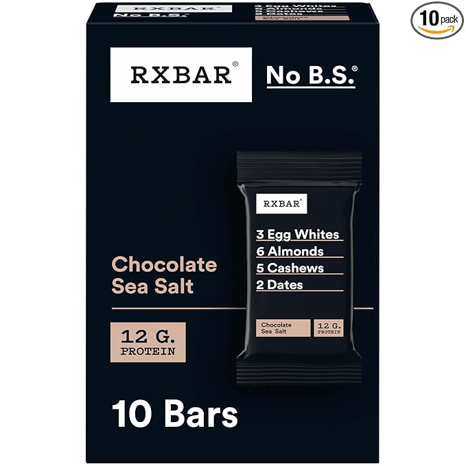 RXBAR Protein Bars, Protein Snack, Snack Bars, Chocolate Sea Salt, 18.3oz Box (10 Bars)