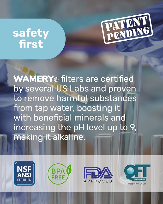 Wamery Alkaline Refrigerator Water Filter Replacement - Model DA29-00020B (HAF-CIN/EXP), 6-Month/300-Gallon, Twist-In Tool-Free Install, IAPMO to NSF/ANSI 42, 1 Pack