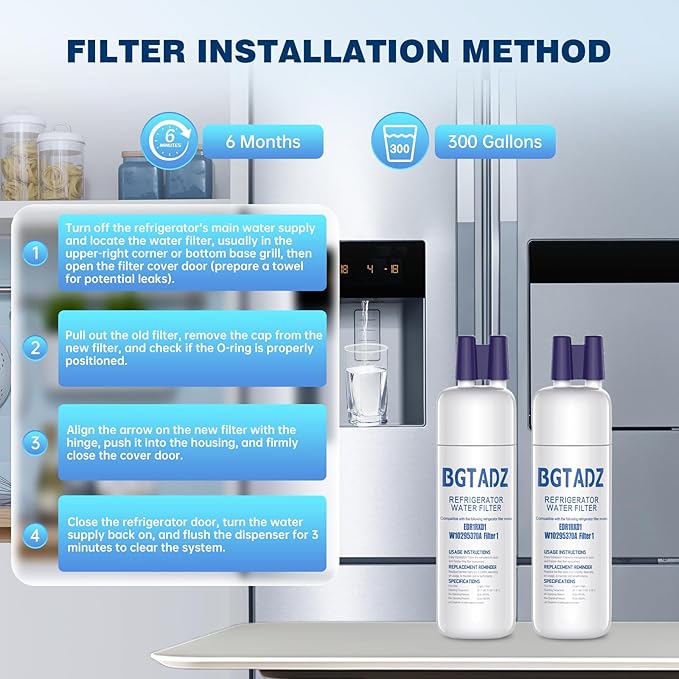 Water filter for WRS315SDHZ02, WRS325FDAM04, WRS571CIHZ01, WRS555SIHZ06, WRS325FDAW04, WSF26C3EXF01, WRS325SDHZ00 Replacement-3PK Vivena