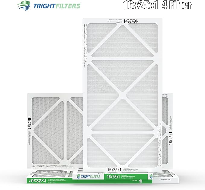 16x25x1 Air Filter 4 Pack, MERV 8 Pleated Dust Defense Air Filters Replacement Air Conditioner HVAC AC Furnace Filter, Durable and Lightweight