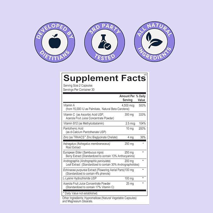 The Defender - Powerful Immune Defense with Vitamin A, C, and Botanical Extracts Elderberry, Echinacea, and More for Boosting Immune System with Natural Ingredients
