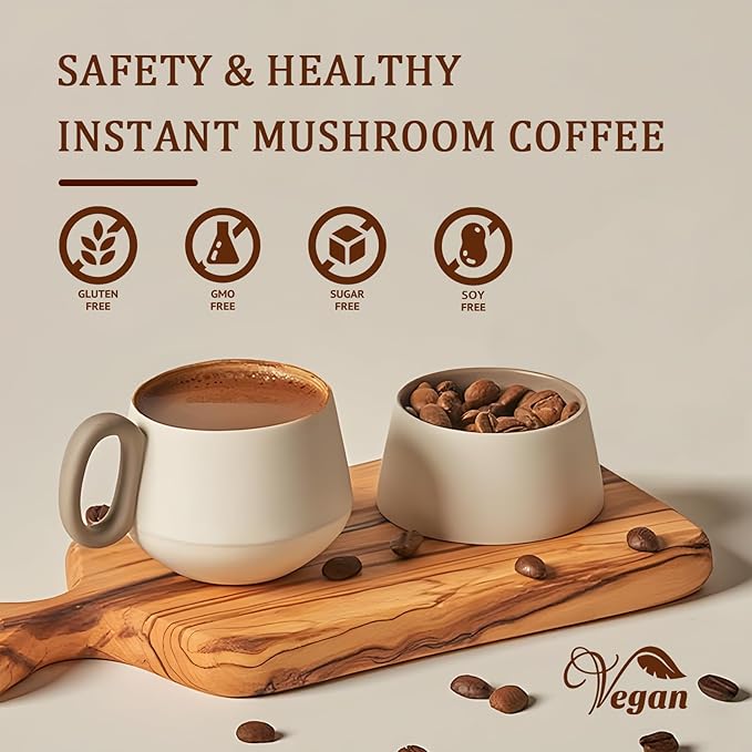 Mushroom Coffee | Enhanced Focus, Boosted Immunity, Improved Energy | 6 Adaptogenic Mushrooms: Cordyceps, Reishi, King Trumpet, Shiitake, Lion's Mane & Turkey Tail | 2 Pack