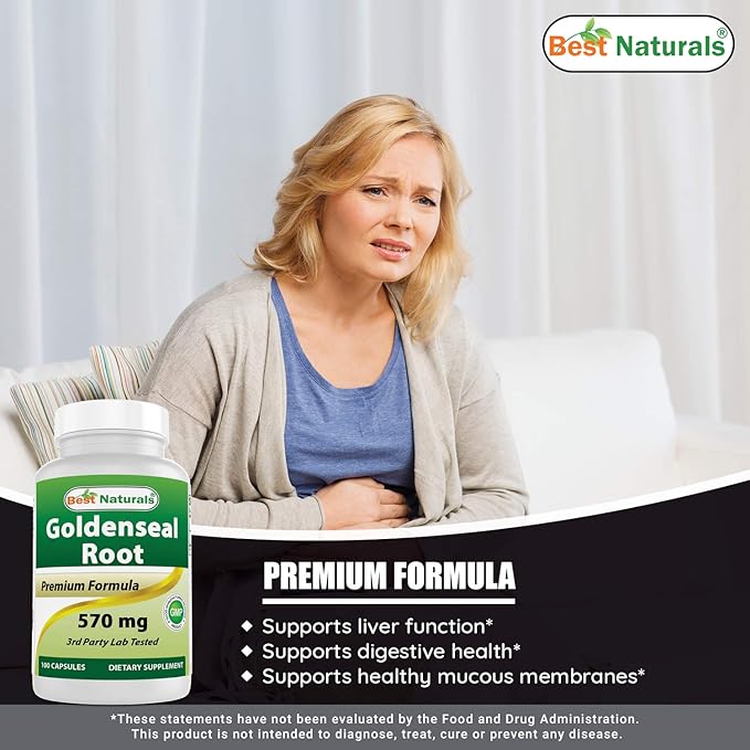 Best Naturals Goldenseal Root 570 mg (Non-GMO) 100 Capsules (100 Count (Pack of 3))