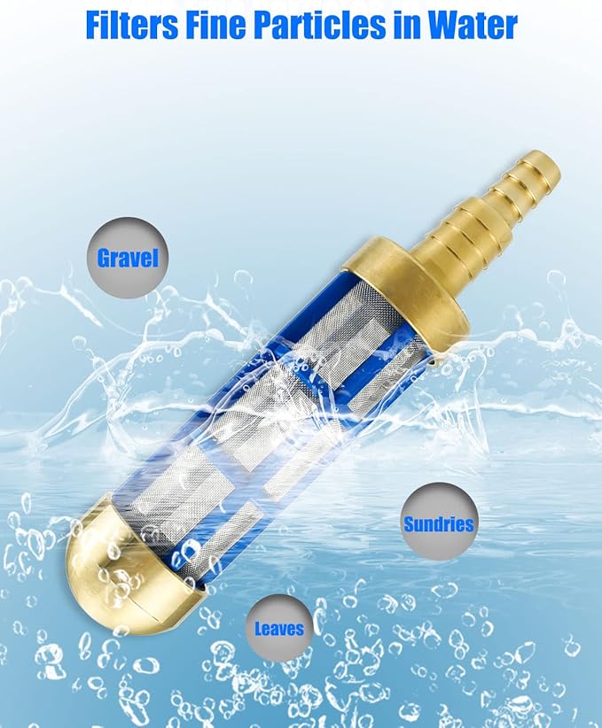 Pressure Washer Filter Brass 3/4'' 5/8'' Hose Water Suction Strainer Pickup Filter Hose Inlet Strainer for Water Tank Connection to Suction Hose
