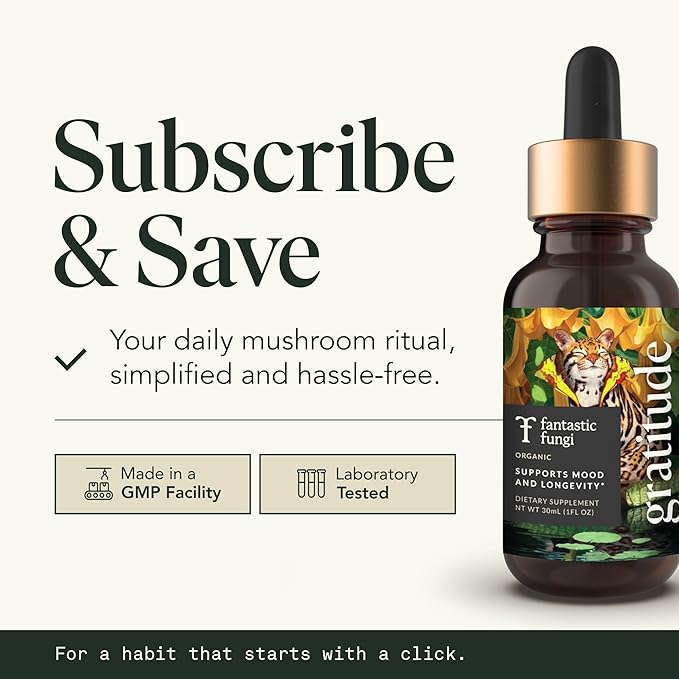 Mushroom Supplement with Cordyceps, Reishi, Lion's Mane, Chaga, Turkey Tail, Shitake, Maitake & Tremella - Adaptogen Drops - Organic Mushrooms Liquid Tincture - 8-in-1 Mushroom Extract Complex, 1fl oz