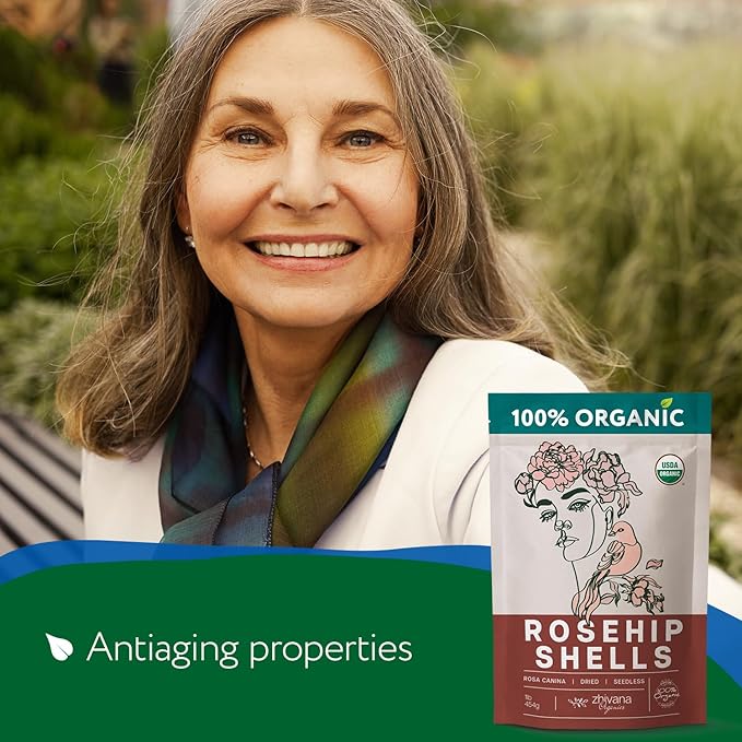 Rosehip Seedless Dried Organic (8 oz.) - Cut & Sifted Allergen-Free Rose Hip Tea for โ No Cleaning Needed (Free of Seeds and Hairs) - Escaramujo Organico