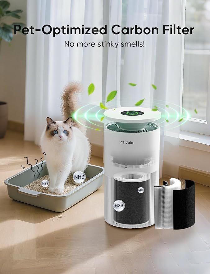 Air Purifier for Home Large Room up to 3620FtΒ², H13 True HEPA Air Purifiers for Home Pet Hair Dander Odor Pollen, Air Cleaner with Smart WiFi, 360Β° Air Intake, Auto Mode, Pet Lock, 22dB Quiet