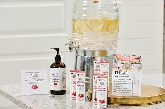 Pure Inventions - Cranberry & Elderberry Water Infusion Drops - Antioxidants & Electrolytes -Health & Wellness Drink -Immunity Support -Sugar Free, Zero Calorie, No Artificial Sweeteners -500 Servings