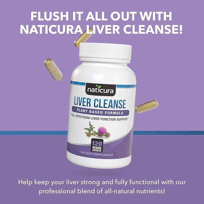 Liver Cleanse Plant-Based Formula - Vegan Full-Spectrum Supplement with Milk Thistle, Vitamin C and Zinc for Liver Function and Immune Support - 120 Capsules - No Fillers or GMO
