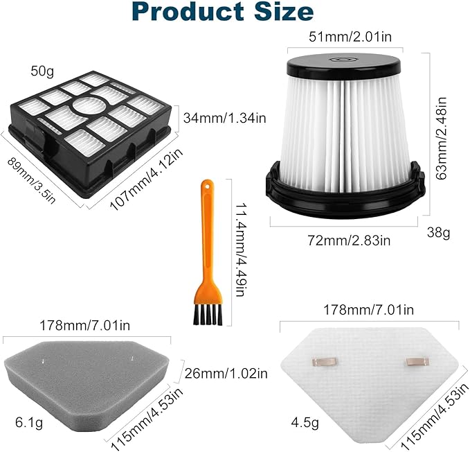 Replacement HEPA Filter for Shark BU3523 BU3521 BU3120 Cordless Stick Vacuum,Washable&Reusable Pre-Motor,Foam,and Auto-Empty System Filters-Compatible,Clean&Empty Cordless Vacuum Cleaner (7 Pack)