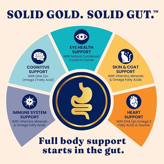 Solid Gold Bone Broth Cat Food Topper - Limited Ingredient Lickable Cat Broth Pouches w/Tuna Protein Shreds & Collagen for Hydration & Gut Support - Easy to Serve Gravy for Cats Meal Topper - 12ct