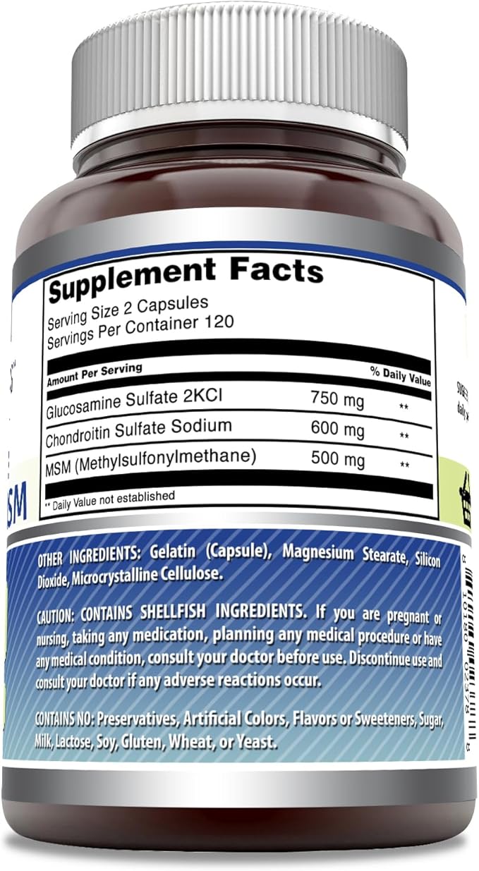 Amazing Formulas Glucosamine Chondroitin & MSM Supplement | 1850 Mg per Serving | 240 Capsules | Non-GMO | Gluten-Free | Made in USA