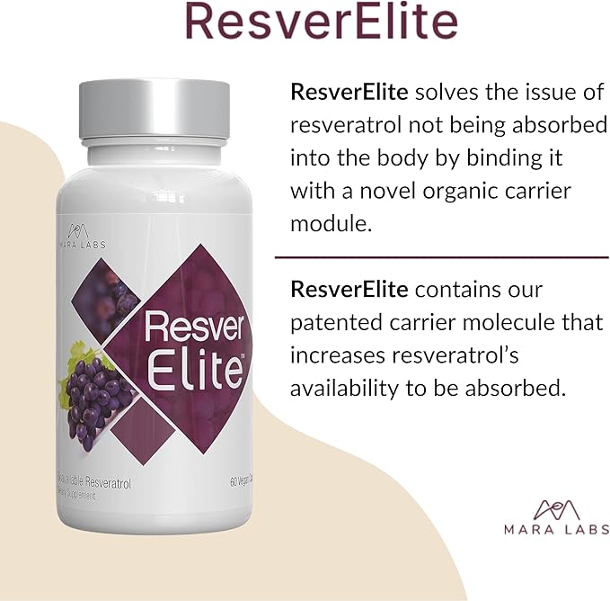 Mara Labs ResverElite | Bioavailable Resveratrol | Vegan, No Fillers, and Non-GMO | 60 Vegan Capsules
