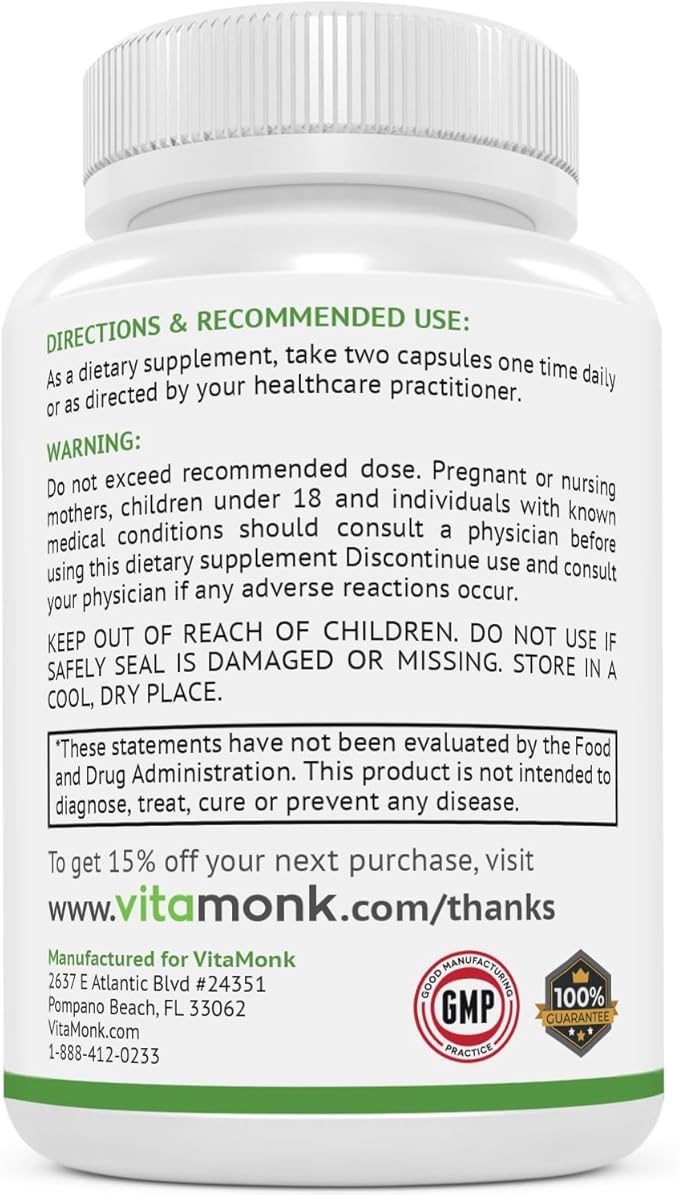 VitaMonk Mitochondrial Supplements - MitoTrax - Revitalize and Repair Cells - Mitochondria Supplement for Cellular Energy - Advanced Mitochondrial Formula - PPQ Supplement Formula - 60 Capsules