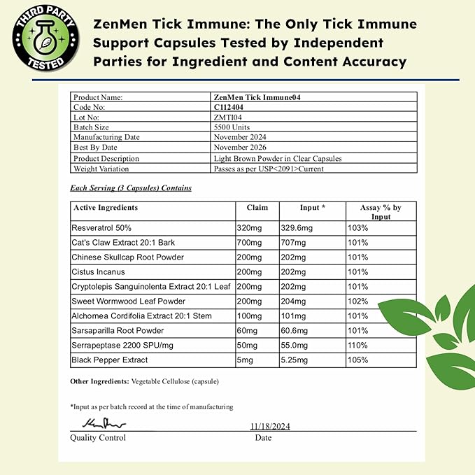 Zenmen Daily Tick Guard - Supports Your Defenses Before Outdoors Exposure - Tick Immune Support 3 Bottles
