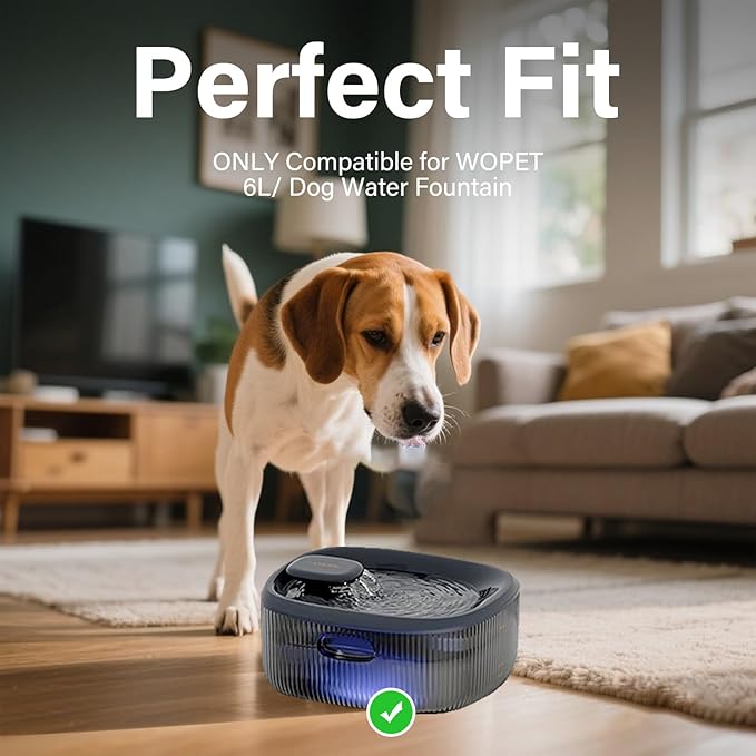 12 Pack Replacement Filters for WOPET 6L/205oz/1.7Gal Dog Water Fountain, 6 Month Set for Large Dogs Water Bowl Dispenser, Includes 12 Filters