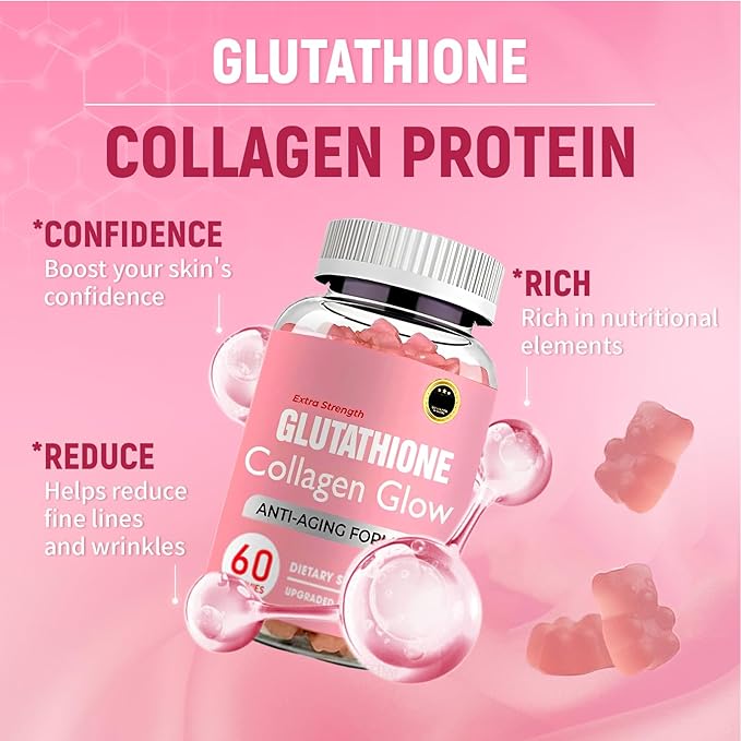 Glutathione Collagen Glow, Glutathione Collagen Glow Gummies, Collagen Gummies for Women Skin Care,Korean Collagen Gummies to Rejuvenate Your Skin (1PC)