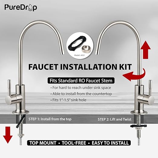 RTW5U Reverse Osmosis Water Filter System with UV Filter, Ultraviolet TDS Reduction RO Water Filtration System, 6-Stage Under Sink Water Filter with Faucet Plus Extra 3 Filters, 50 GPD, White