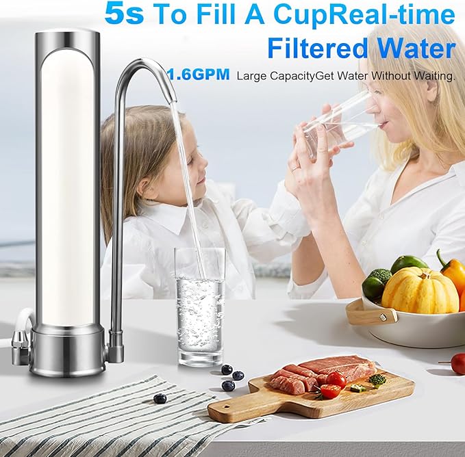 10'' Replacement Ceramic Candle Water Filters for Kitchen 4-Stage Countertop Filter,Washable Candle Cartridge and Replacement House Dome Ceramic Filtration,1-Pack