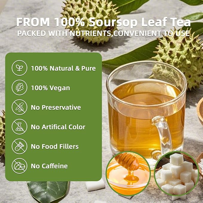 Soursop Leaves Tea Bag, Pure Natural Soursop Leaf, Boosting Immune, Improving Sleep & Skin Health, Hoja Guanabana Tea(110 Bags)