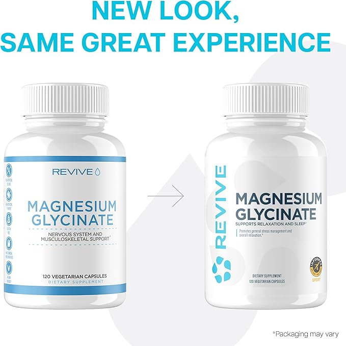 Revive Pure Magnesium Glycinate Capsules 200mg MD - High Absorption Supplement for Relaxation & Stress Relief - Organic Memory & Sleep Support Pills for Strong Bones, Normal Nerve & Muscle Function