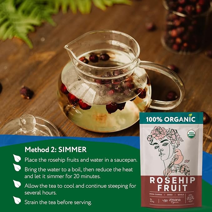 Rosehip Tea Organic (10 LB) โ Dried Rose Hip Fruit Whole โ Source of Vitamin C from Food