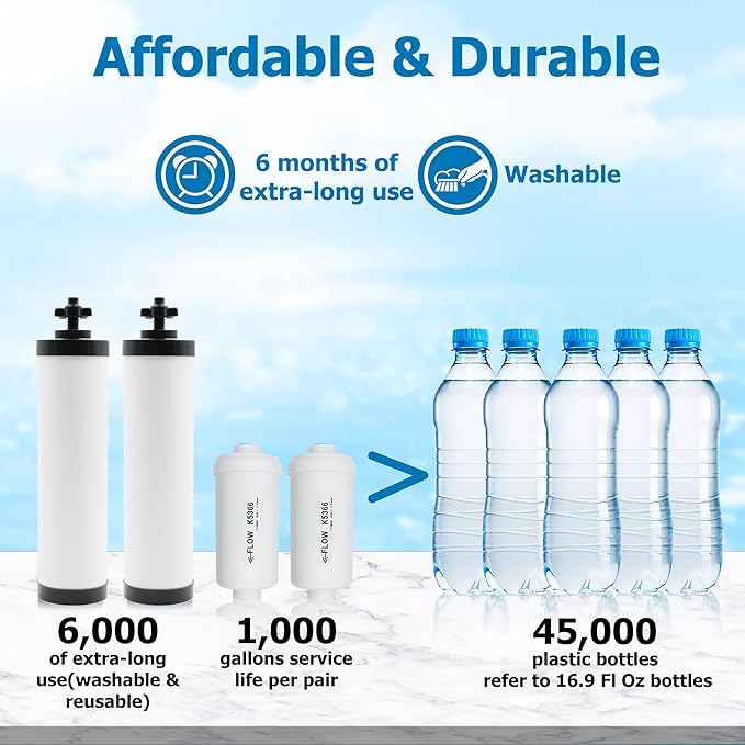 【Upgraded】Larayci Ceramic Filter & Fluoride Filter Replacement for Berkey® BB9-2 Black Filters & PF-2 Fluoride Filters, Compatible with Berkey® Gravity Water Filter System, Combo Pack