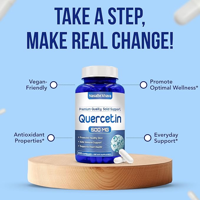 Quercetin 500mg Capsules | Vegan Friendly Quercetin Dihydrate High Potency Antioxidant Supplement for Skin Heart and Immune Support | Gluten-Free | Made in the USA in GMP Facilities (200 Servings)