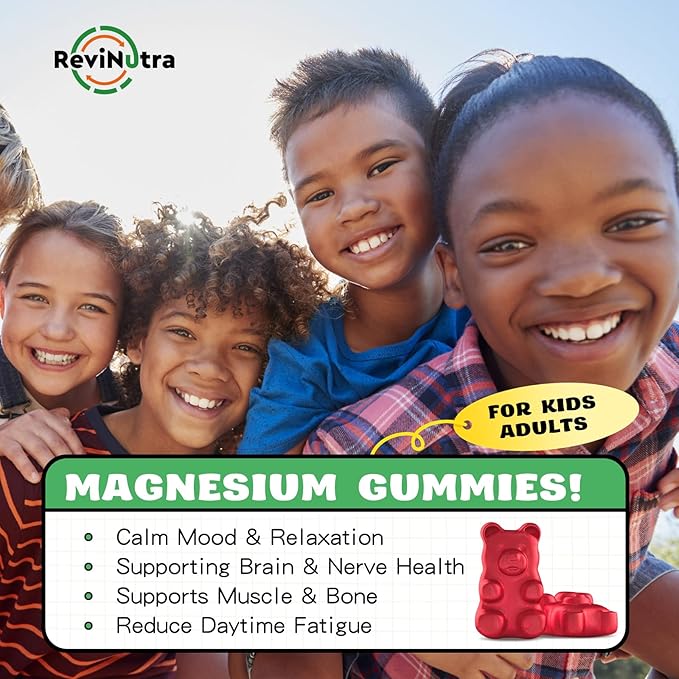 Magnesium Complex Gummies- Calm Chewable Gummies for Kids & Adults- Magnesium Glycinate Supplement-w/Omega-3, Vitamin B6, D3- Support Calm Stress Relief, Bones, Mood, Strawberry Flavor