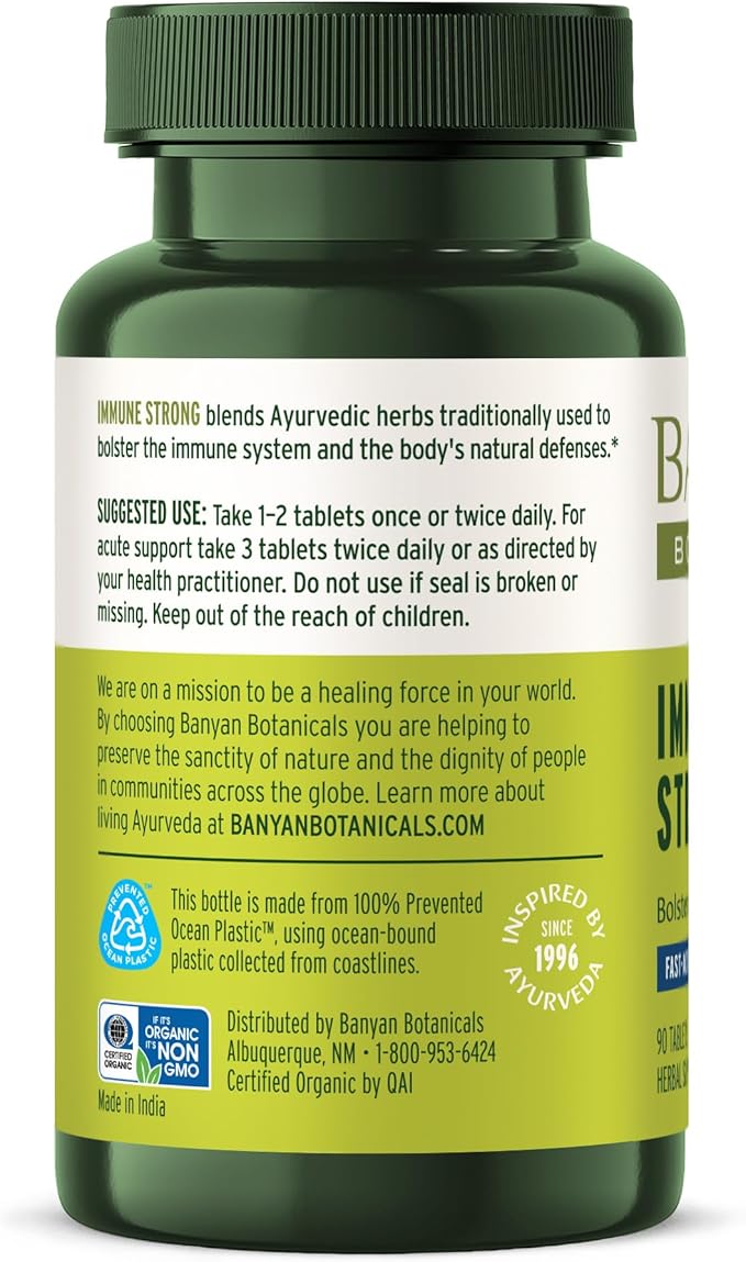 Banyan Botanicals Immune Strong – Organic Supplement with Turmeric & Tulsi – Ayurvedic Immune Formula That Supports The Body's Natural Defenses* – 90 Tablets – Non-GMO Sustainably Sourced Vegan