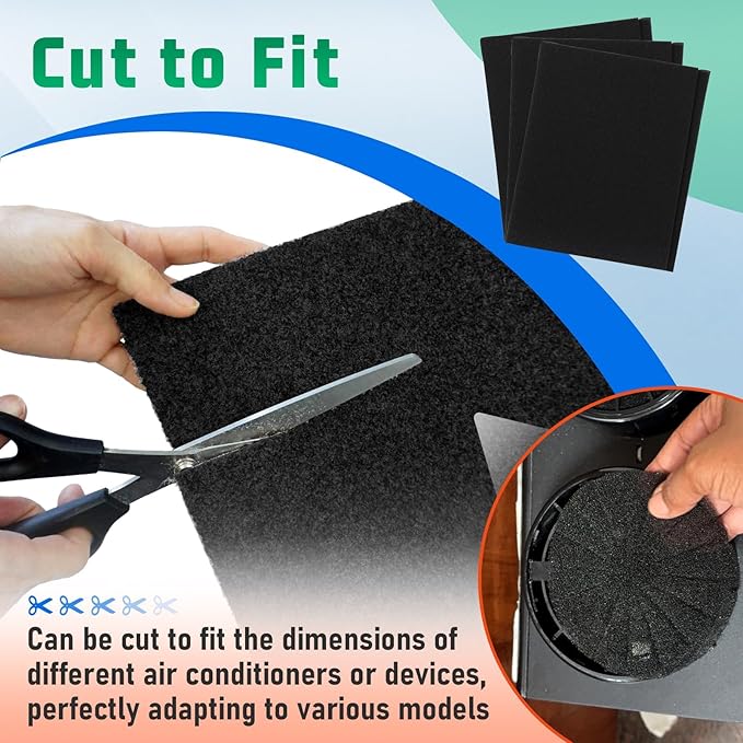 3 Pack Replacement Window Air Conditioner Foam Filter Pad Compatible with FRIEDRICH, GE, HEPA, Next Gen AC Window Unit Purifier, Cut to Fit Washable Reusable Carbon Pad Air Purifier Filters, 1285234