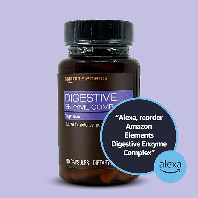 Amazon Elements Digestive Enzyme Complex Capsule, Supports Healthy Digestion, 45 Servings, 90 Count (Pack of 1) (Previously Revly)