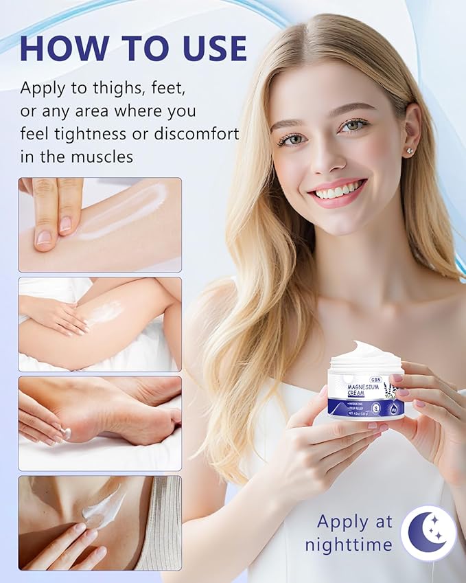 GBN Magnesium Cream for Sleep - Natural Relaxation Cream for Muscles & Joint - Hydrating Magnesium Lotion for Sleep, Fast-Absorbing & Non-Greasy, Safe for Kids (Lavender)