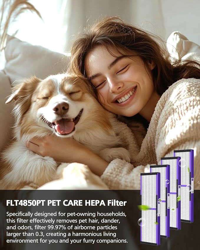 4 Pack FLT4850PT HEPA PET CARE Filter B Replacement Compatible with Guardian Air Purifier AC4825 AC4825E AC4300 AC4800 AC4900 AC4850PT AC4850 FLT4825