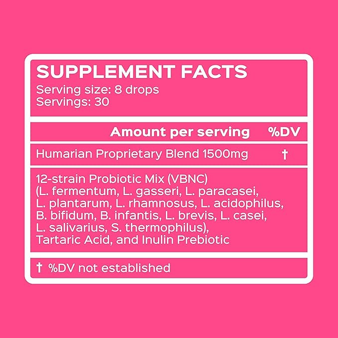 Probonix Humarian Liquid Probiotics for Women - 12-Strain Probiotic Drops to Fortify Women’s Gut Health, Vaginal Health, Immunity and Overall Wellness - 30-Day Supply - Delicious Grape Flavor