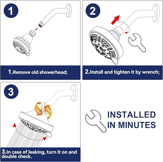 HOPOPRO Upgraded 9 Settings High Pressure Shower Head, NBC News Recommended Brand Fixed Showerhead Adjustable Bathroom Showerhead Multi-functional Rainfall Showerhead for Low Water Flow (Chrome)