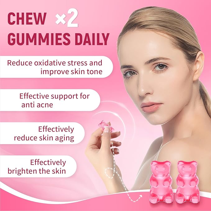 Glutathione Collagen Glow, Glutathione Collagen Glow Gummies, Collagen Gummies for Women Skin Care,Korean Collagen Gummies to Rejuvenate Your Skin (1PC)