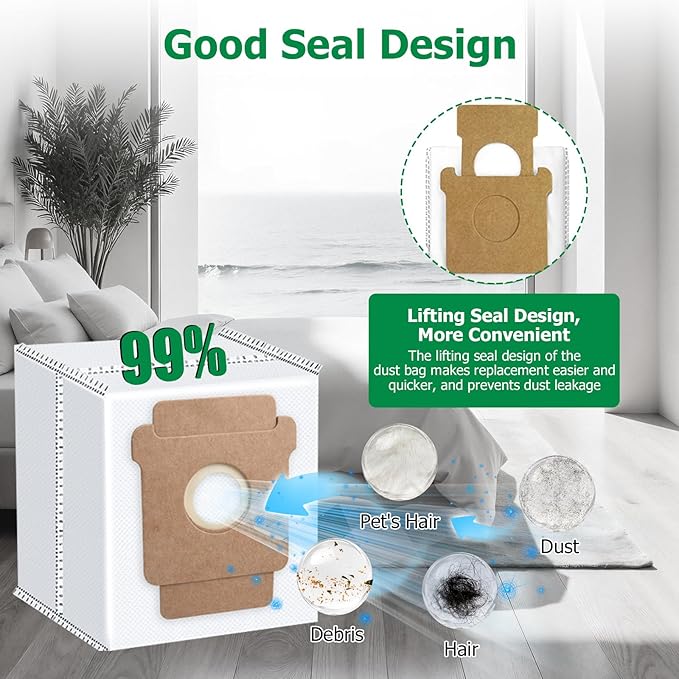 27 Pack Replacement Accessories Kit for iRobot Roomba Plus 405 Combo, Plus 505 Combo Robot,include 2 Main Brushes,6 Dust Bags,6 Mop Pads,4 Filters,8 Side Brushes,1 Cleaning Brush