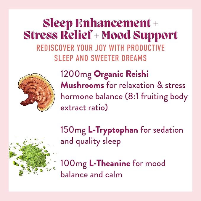 Microjoy Hibernate Gummies – Natural Sleep Aid with Reishi Mushroom – Stress Relief and Mood Support – Vegan, Non-GMO, Cherry Flavor (5 Gummy Sampler)