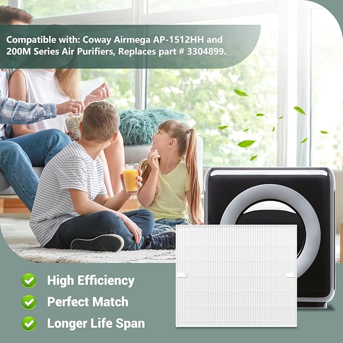 4 Pack AP-1512HH Ture Hepa Filter Replacement For Coway Airmega AP-1512HH Air Purifier, Ap-1512HH-FP, Item Part # 3304899, H13 Hepa Filter Only