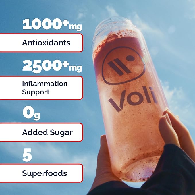 Voli Recovery - Post Workout Superfood Powder | Plant-Based Drink Mix Packets with Curcumin, Ginger & Vitamin C for Muscle Recovery & Immune Support, Inflammation & Leg Cramps Support, Vegan, 15 Count