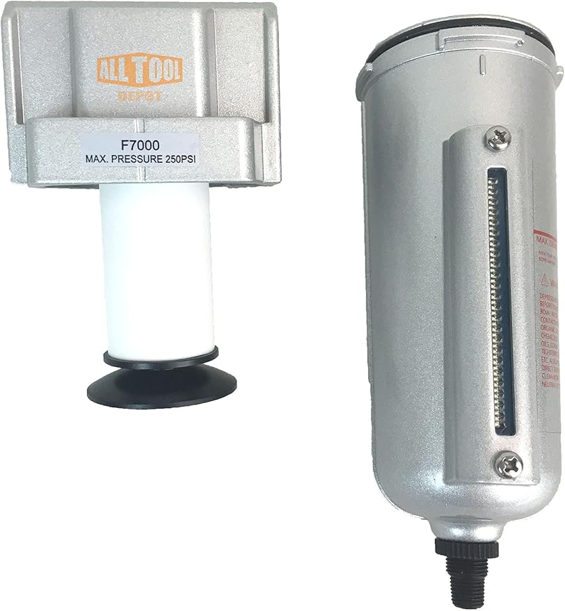 1/2" NPT HEAVY DUTY Industrial Grade Particulate Filter/Water Trap For Air Compressor Compressed Air Lines, 5u With Metal Bowl (AUTO DRAIN)