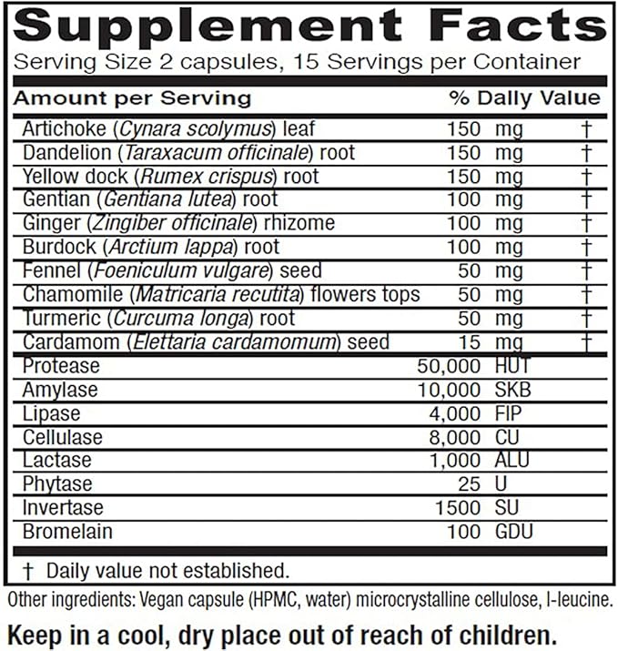 Vitanica Bitters Extra, Digestion Support, Vegan/Vegetarian, 30 Capsules