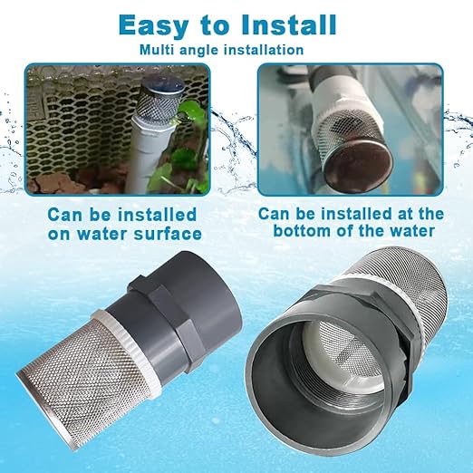 1.5 inch Stainless Steel Filter Cover Connected to 1.5 inch/DN40 Grey PVC Filter Water Pipe, Suction Strainers Used to Remove Debris and Reduce Solid Entry(1pcs)