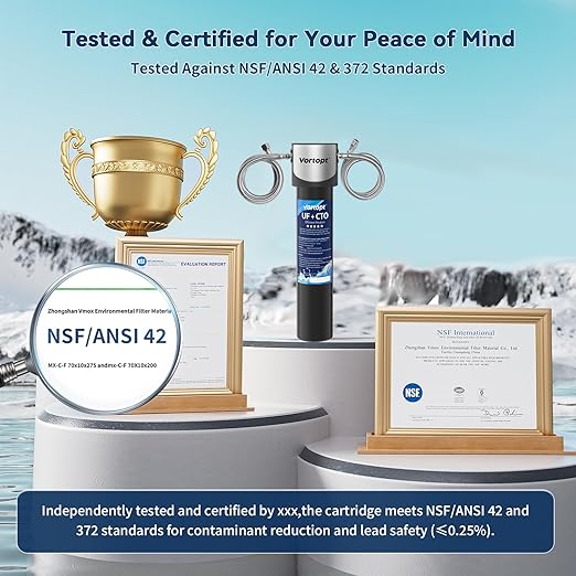 Under Sink Water Filter System,14000 Gallon &16" H saves Space,Flow Under Counter Water Filter Direct Connect to Kitchen Faucet,Reduces Chlorine,Lead, Bad Taste & Odor(Black-Q5-UF-M-14000 GAL)