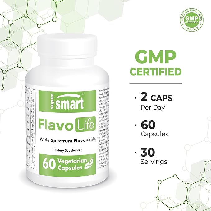 Supersmart FlavoLife (Flavonoid Complex Supplement) - with Luteolin, Myricetin, Fisetin, Rutin, Quercetin, EGCG, Apigenin, Hesperidin | Non-GMO & Gluten Free - 60 Vegetarian Capsules